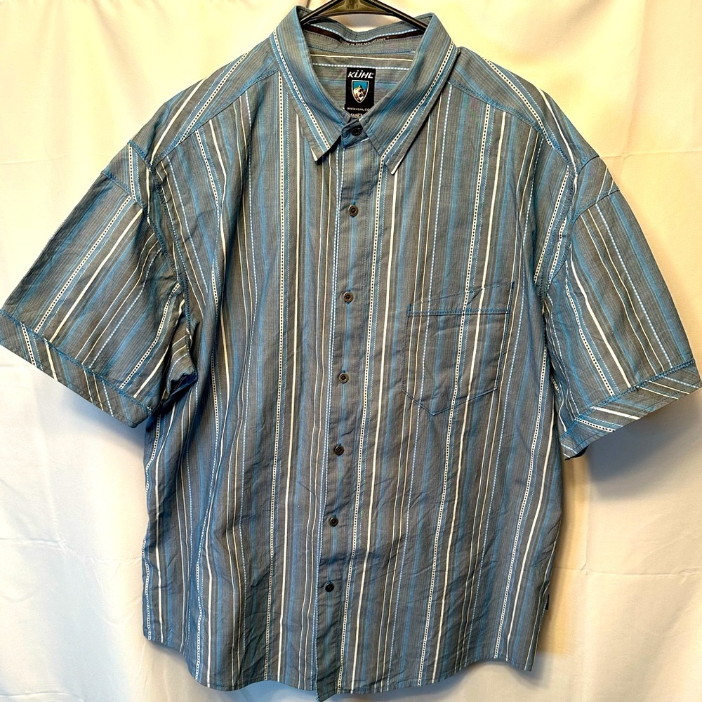 Kuhl Blue Striped Casual Button Down Shirt